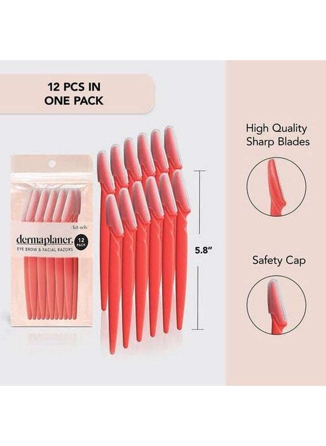 Kitsch - Dermaplaning Tool Face Razor For Women ; Eyebrow Razor & Face Shaver For Women ; Facial Hair Removal For Women ; Facial Razors For Women ; Dermaplane Razor For Women Face 12 Pc (Neon Orange) - Image 1