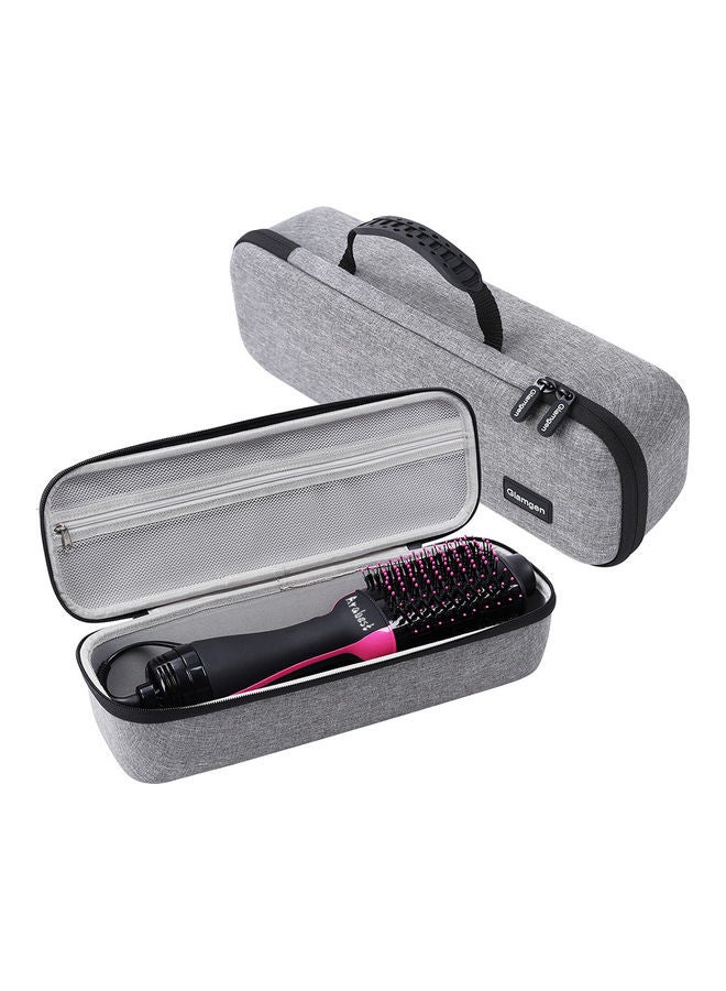 NIBEMINENT Electric Professional Straight Curling Hair Dryer Comb With Storage Box Black/Pink - Image 1