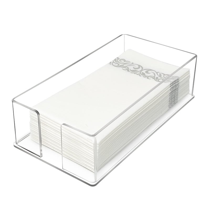 Simetufy Guest Towel Napkin Holder, Acrylic Guest Towel Holder, Hand Towels Holder for Bathroom, Guest Towels Storage Tray for Kitchen, Parties, Weddings, Events (0.1in Thickness) - Image 1