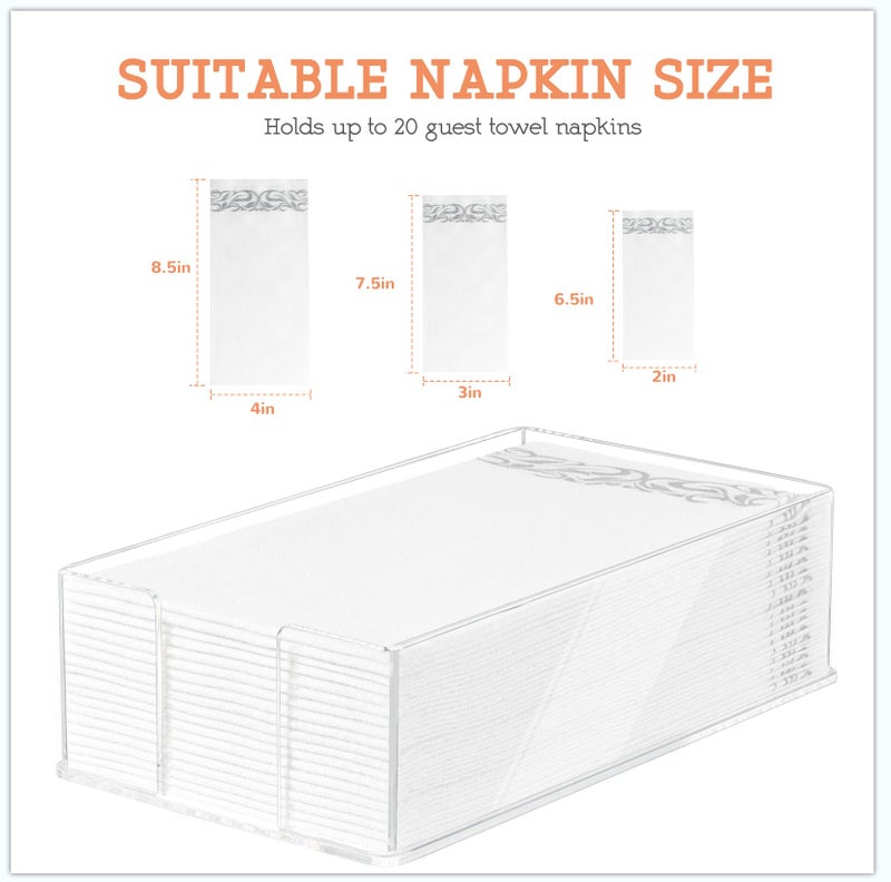 Simetufy Guest Towel Napkin Holder, Acrylic Guest Towel Holder, Hand Towels Holder for Bathroom, Guest Towels Storage Tray for Kitchen, Parties, Weddings, Events (0.1in Thickness) - Image 4