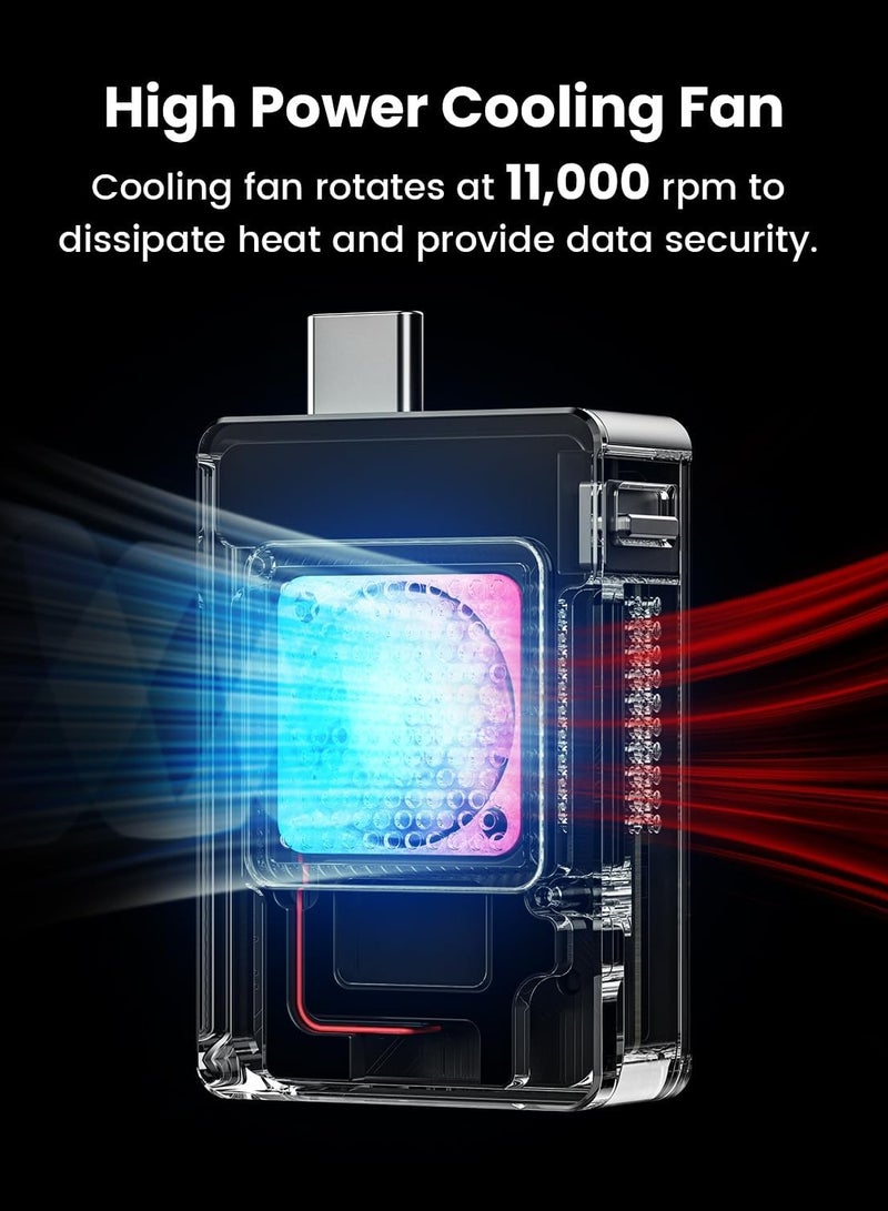 Disk M.2 NVMe SSD Enclosure with Active Cooling System 10Gbps USB C 3.2 Gen2 Enclosure NVMe Reader Supports M Keys and Size 2230 SSDs - Image 3