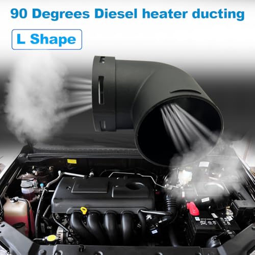 Cotonlake Diesel Air Heater Duct Connector60mm24inch LShape Elbow Ducting Pipe Outlet Connector for Diesel Air Parking Caravan HeatersBlack Plastic - Image 3