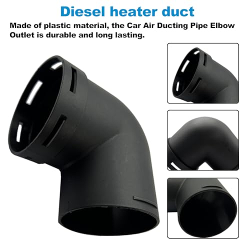 Cotonlake Diesel Air Heater Duct Connector60mm24inch LShape Elbow Ducting Pipe Outlet Connector for Diesel Air Parking Caravan HeatersBlack Plastic - Image 5