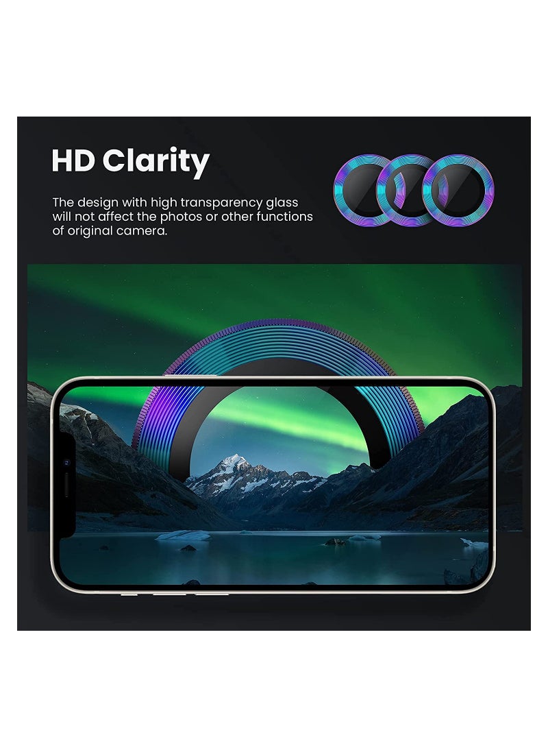 روك بو iPhone 13 Pro - iPhone 13 Pro Max واقي عدسة الكاميرا ، 9H غطاء زجاجي مقوى للكاميرا ، واقي للشاشة ، حلقة معدنية فردية لهاتف iPhone 13Pro 6.1 بوصة iPhone 13 Promax 6.7 بوصة 2021 - Image 5