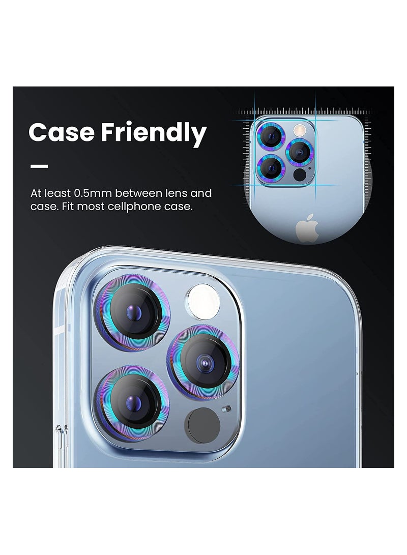 روك بو iPhone 13 Pro - iPhone 13 Pro Max واقي عدسة الكاميرا ، 9H غطاء زجاجي مقوى للكاميرا ، واقي للشاشة ، حلقة معدنية فردية لهاتف iPhone 13Pro 6.1 بوصة iPhone 13 Promax 6.7 بوصة 2021 - Image 4