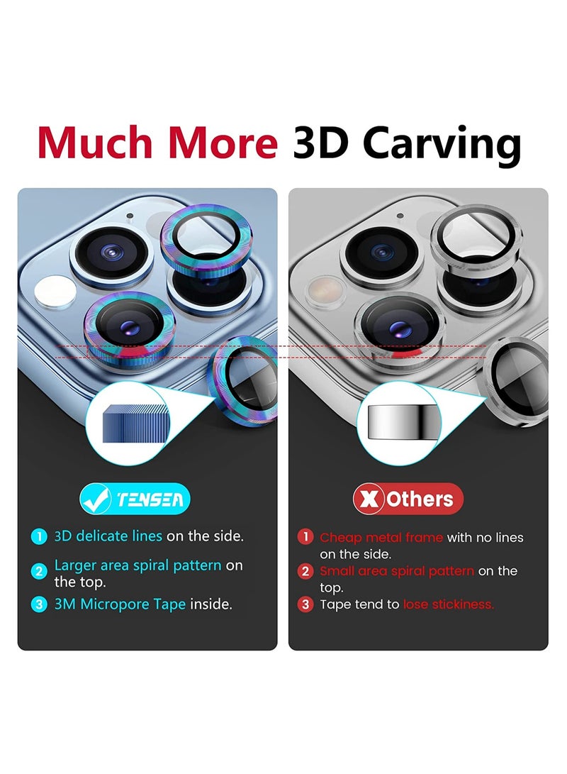 روك بو iPhone 13 Pro - iPhone 13 Pro Max واقي عدسة الكاميرا ، 9H غطاء زجاجي مقوى للكاميرا ، واقي للشاشة ، حلقة معدنية فردية لهاتف iPhone 13Pro 6.1 بوصة iPhone 13 Promax 6.7 بوصة 2021 - Image 3