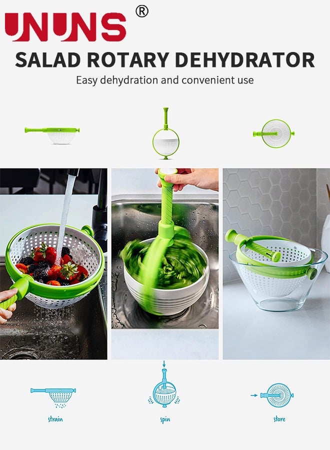 يو إن يو إن أس سلة تصريف الخضروات، مجفف سلطة يدور 360 درجة، مجفف دوار سهل الاستخدام مع مقبض قابل للطي، مجفف فواكه وخضروات سريع الجفاف - Image 3