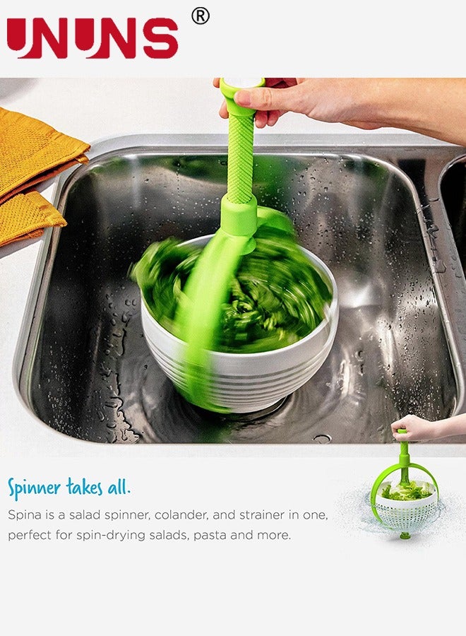 يو إن يو إن أس سلة تصريف الخضروات، مجفف سلطة يدور 360 درجة، مجفف دوار سهل الاستخدام مع مقبض قابل للطي، مجفف فواكه وخضروات سريع الجفاف - Image 5