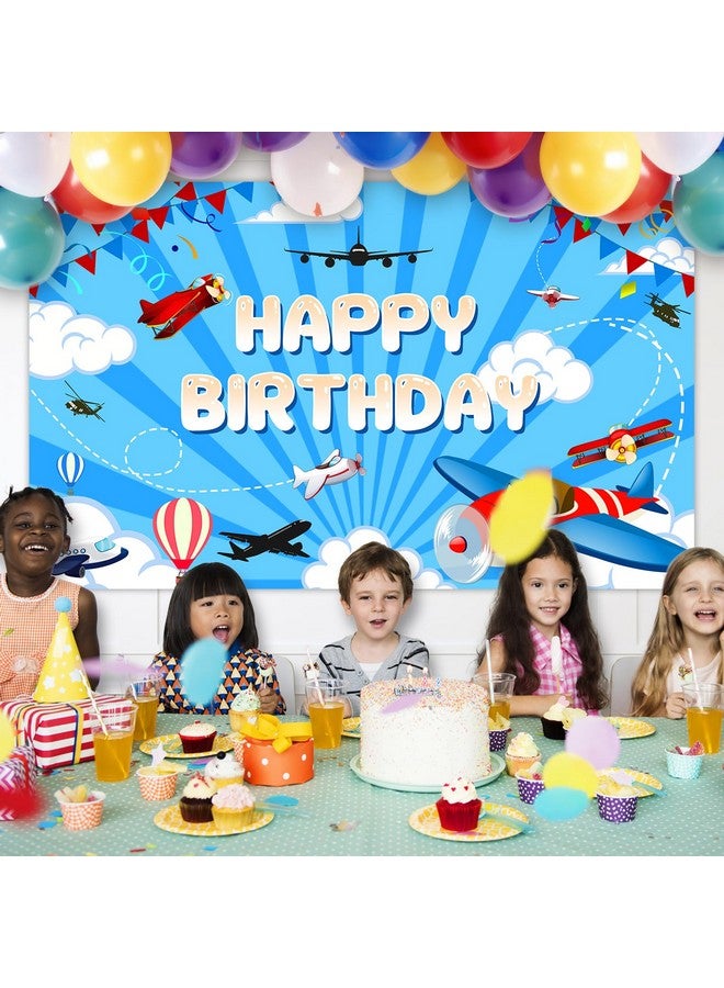 Avezano Airplane Birthday Backdrop Airplane Birthday Decoration Banner For Kids Time Flies Theme Aircraft Happy Birthday Party Background For Flying Enthusiast 70.8 X 43.3 Inch - Image 5
