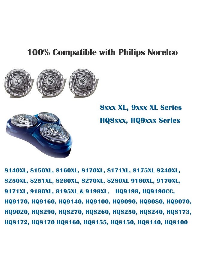 Suleto - Hq9 Replacement Head Blades Fit For Philips Shaver Heads Razor Hq9 Speedxl Upgraded Hq9 Shaving Replacement Heads For Series 8140Xl 8150Xl 8160Xl 8170Xl Hq9070 Hq9080 Hq8240/8260 Pt920 - Image 1