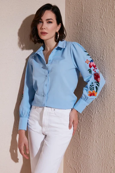 Lela Balloon Sleeve Floral Embroidered Shirt for Women 611GO003