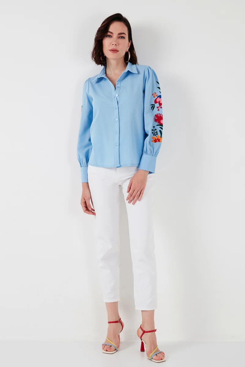 Lela Balloon Sleeve Floral Embroidered Shirt for Women 611GO003