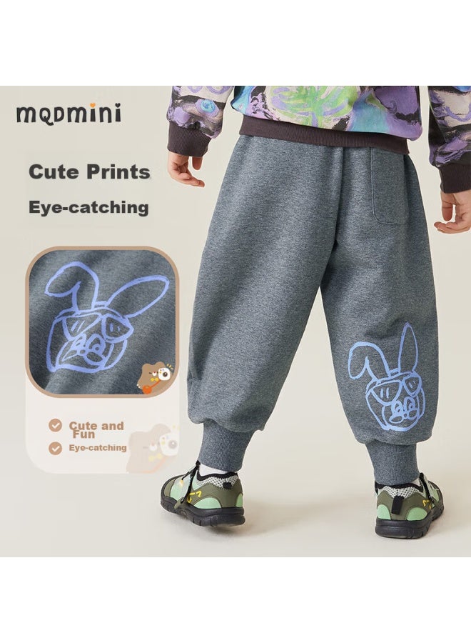 Mqdmini Girls' Pants, Children's Sweatpants, Loose-fitting Knit Trousers For Little Girls, Rabbit Graffiti Pants - Image 2