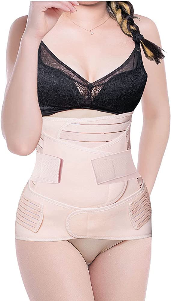 CURVEAR 3 in 1 Postpartum Support Band/Recovery/Waist/Pelvis Belt, Breathable Post Pregnancy Wrap Belt C-section Recovery Shapewear (SKIN, SMALL) - Image 1