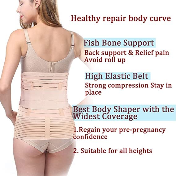 CURVEAR 3 in 1 Postpartum Support Band/Recovery/Waist/Pelvis Belt, Breathable Post Pregnancy Wrap Belt C-section Recovery Shapewear (SKIN, SMALL) - Image 4