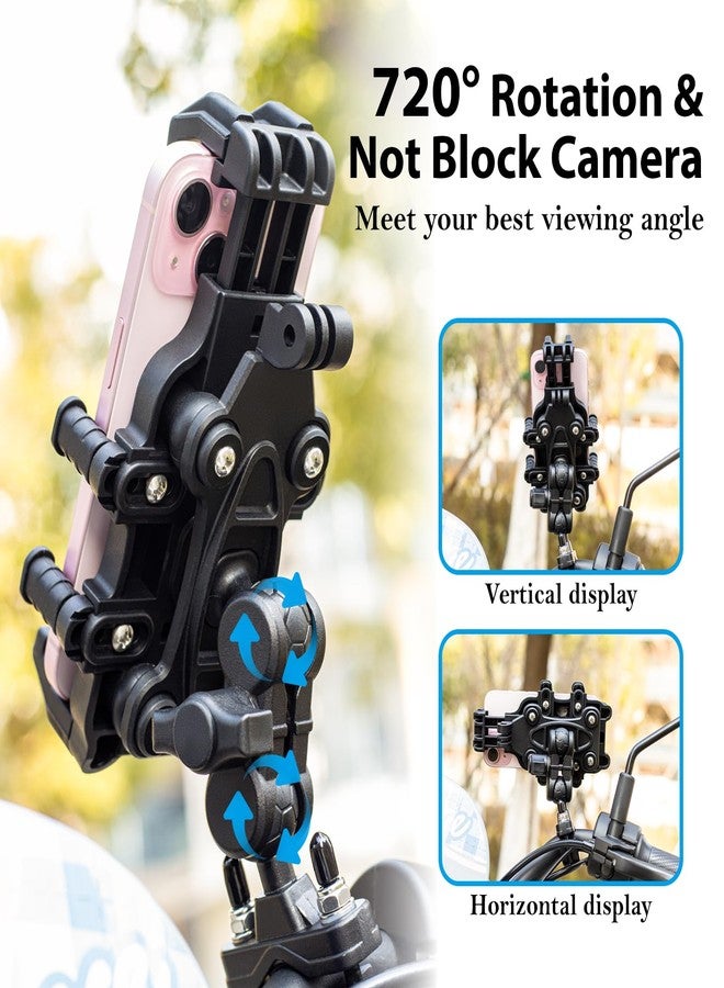 EMERK Motorcycle Phone Holder with Vibration Dampener, Anti-Shake Motorcycle Phone Mount, Adjustable Handlebar Cellphone Holder for Motorcycle Bike Bicycle Scooter ATV Fit 4.9''-7.8'' Smartphone - Image 3