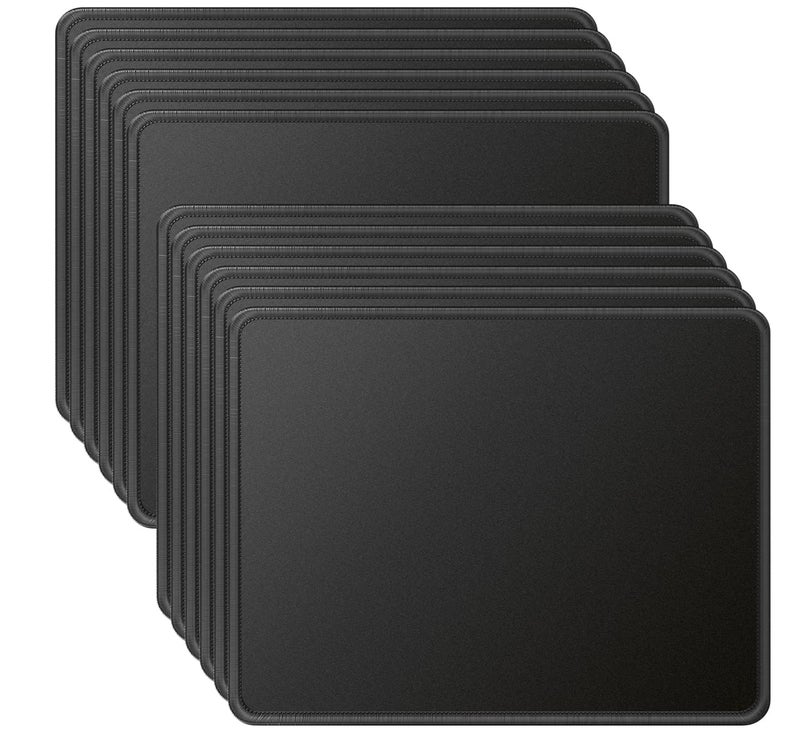 MROCO Mouse Pad 12 Pack 30 Larger with NonSlip Rubber Base PremiumTextured Waterproof Mousepads Bulk with Stitched Edges for Computers Laptop Office Home 85 x 11 inches Black