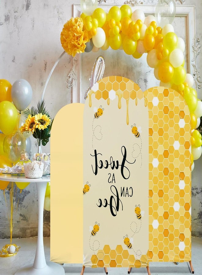 RimCereal Honey Bee Birthday Party Decoration Set of 3 Arch Cover Spandex Fitted Wedding Arch Stand Covers for Bee Theme Birthday Party, 4ft, 5ft, 6ft - Image 5