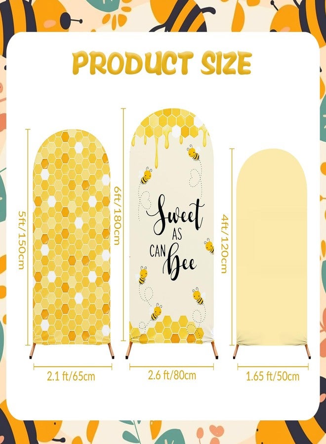 RimCereal Honey Bee Birthday Party Decoration Set of 3 Arch Cover Spandex Fitted Wedding Arch Stand Covers for Bee Theme Birthday Party, 4ft, 5ft, 6ft - Image 2