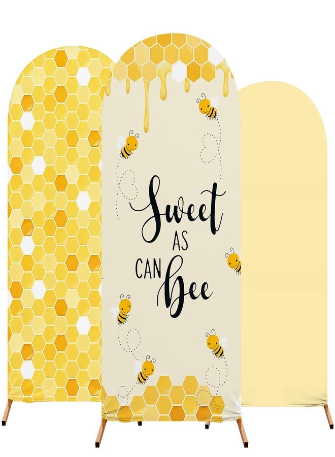 RimCereal Honey Bee Birthday Party Decoration Set of 3 Arch Cover Spandex Fitted Wedding Arch Stand Covers for Bee Theme Birthday Party, 4ft, 5ft, 6ft - Image 1