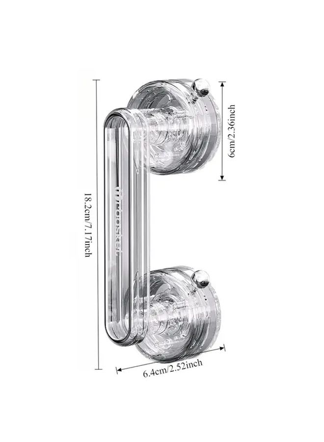 Transparent Gray Suction Cup Door Handle No Drill Installation Heavy Duty Plastic Aluminum Ergonomic Grip - Image 3