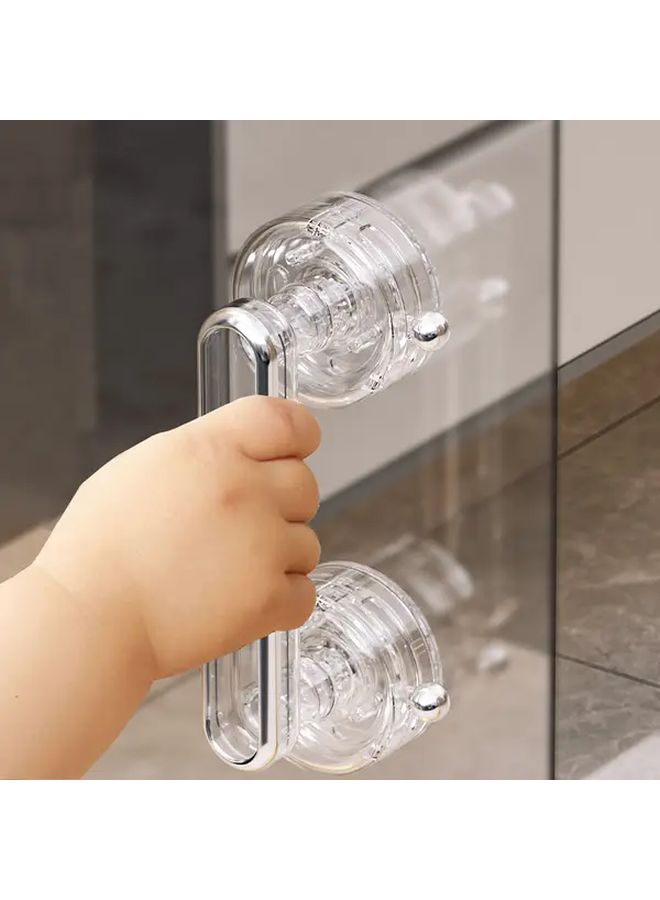 Transparent Gray Suction Cup Door Handle No Drill Installation Heavy Duty Plastic Aluminum Ergonomic Grip - Image 4