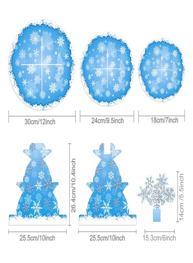 Lide Road 3-Tier Frozen Birthday Party Supplies Christmas Snowflake Cardboard Cupcake Stand Cake Tower Winter Wonderland Round Dessert Stand - Image 3