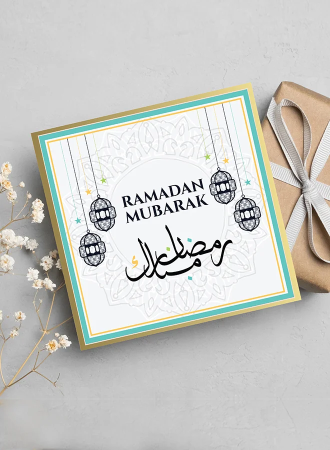 شير ذا لوف  رمضان مبارك - 15 سم × 15 سم بطاقة تهنئة مربعة الشكل