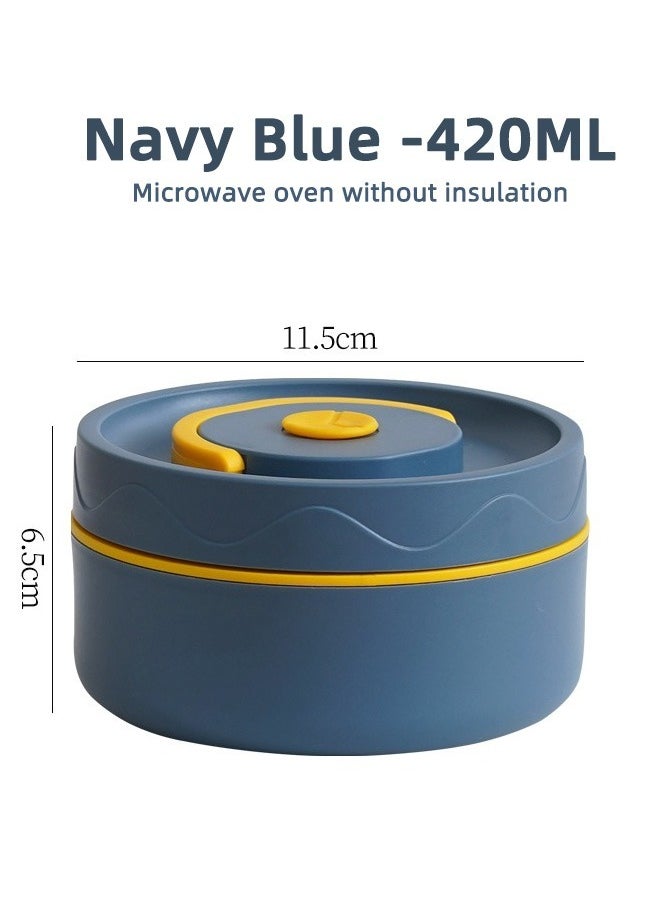 HOMESTAR - Microwave Safe Portable Lunch Box with 3 Separate Stackable Insulated Bento Box Stainless Steel Thermal Food Lunch Container Set with Lunch Bag Navy - Image 1