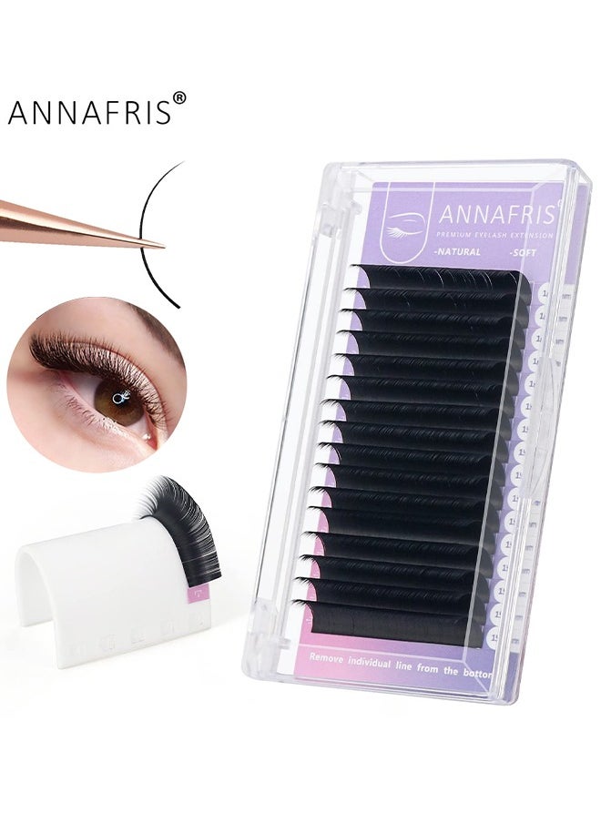 ANNAFRIS - Professional 16 Rows Classic Eyelash Extension Matte Black Individual False Eye Lashes Extension Salon Use Natural Soft Eyelashes (0.05 C, 15mm) - Image 1
