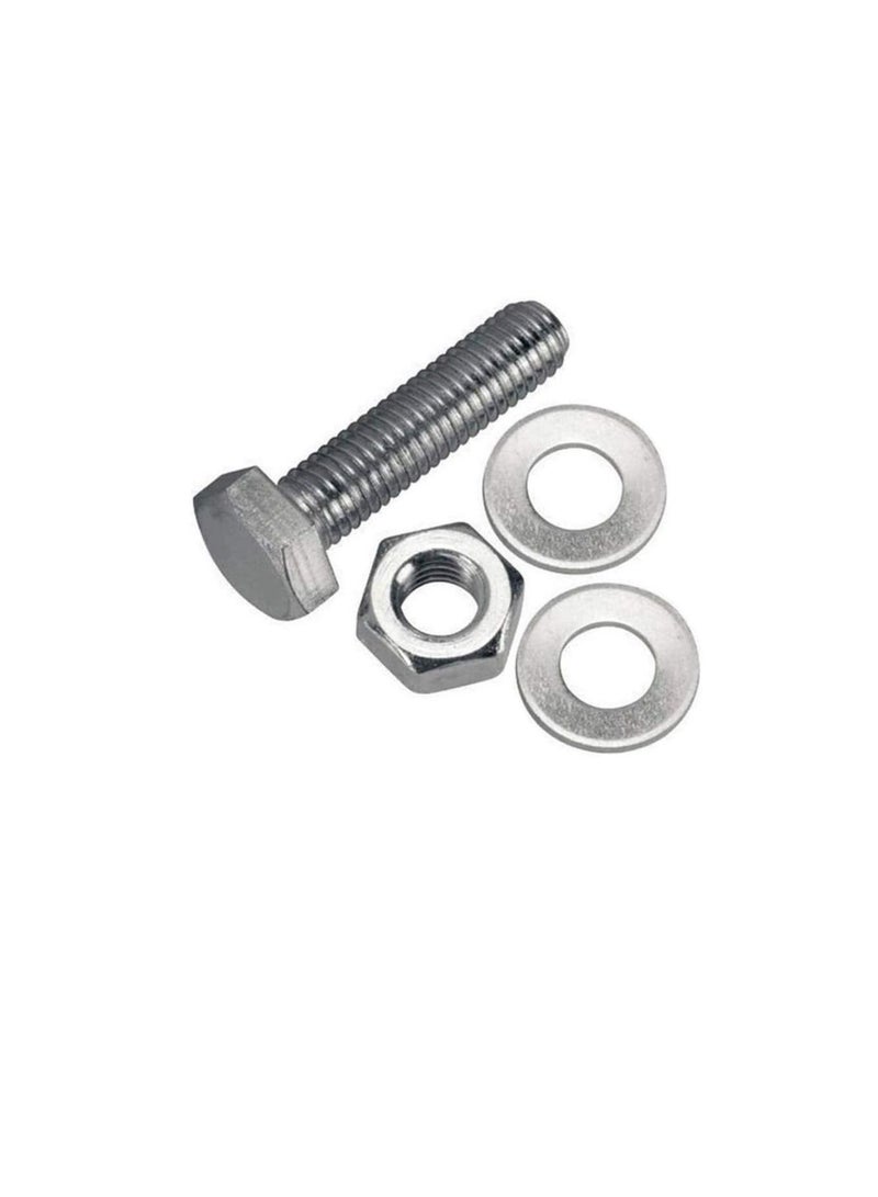12 pcs Hex Head Screw Bolts Nuts & Washers Fully Thread GI Plain Finish Bolt Set. (10, 60MM) - Image 1