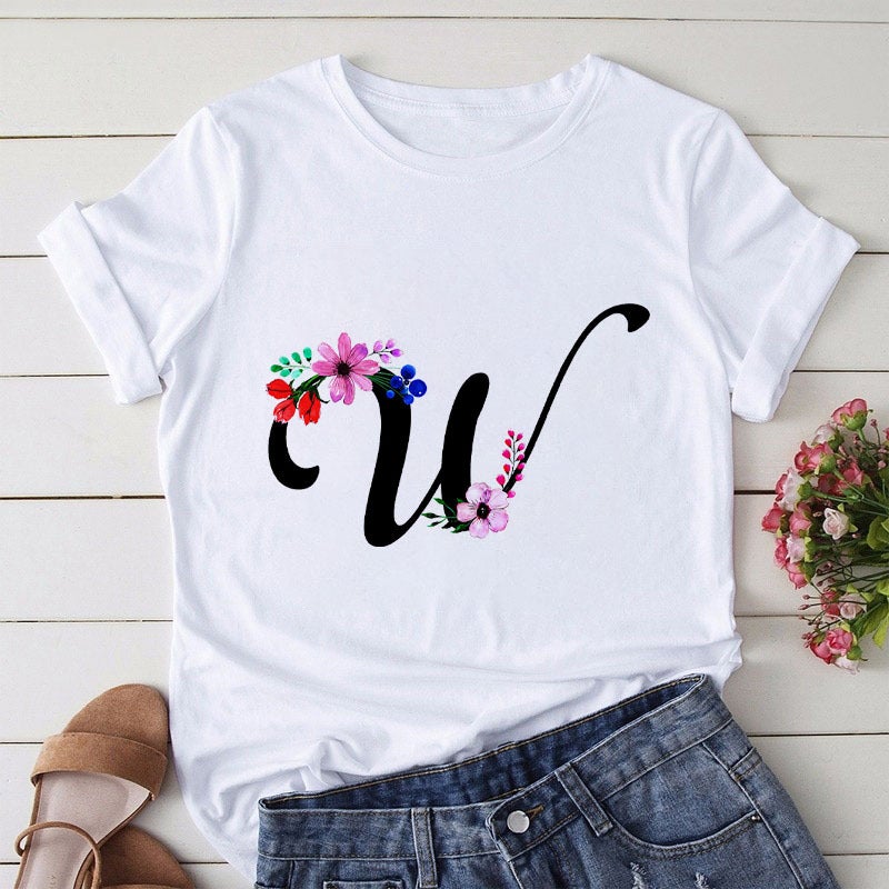 [Hair On The Day] T-Shirt Women'S Short-Sleeved Printed Butterfly Letter Large Size T-Shirt 26 English Women'S Wear - Image 1