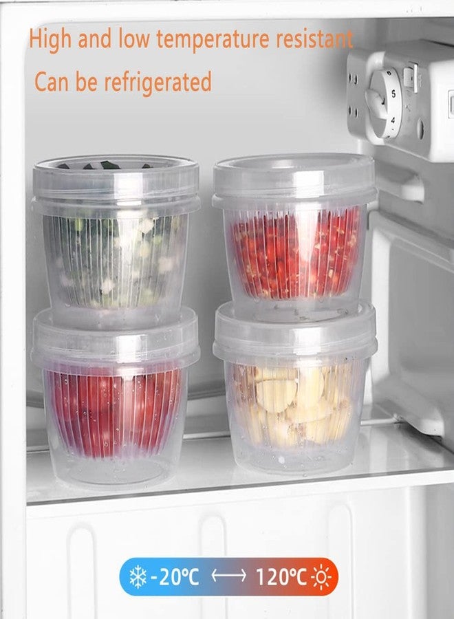 UtySty 4 Pack Onion Keeper Onion Saver Storage Container 2 Layer with Strainer Odor-Free 0.5L Holder Organizer for Refrigerator Chopped Ginger Garlic Fridge Berry Blueberries Tomato Avocado Lemon - Image 5
