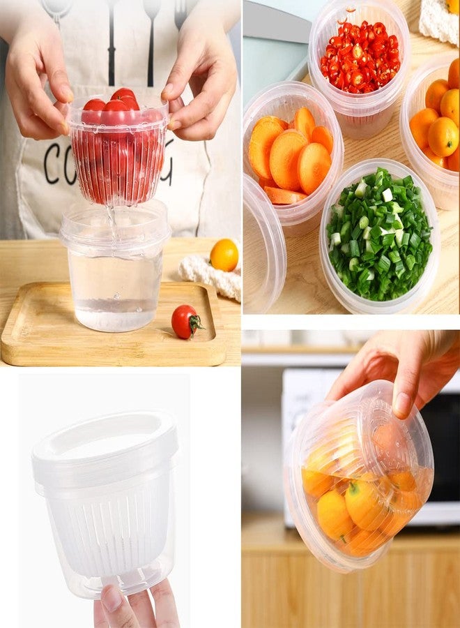 UtySty 4 Pack Onion Keeper Onion Saver Storage Container 2 Layer with Strainer Odor-Free 0.5L Holder Organizer for Refrigerator Chopped Ginger Garlic Fridge Berry Blueberries Tomato Avocado Lemon - Image 4