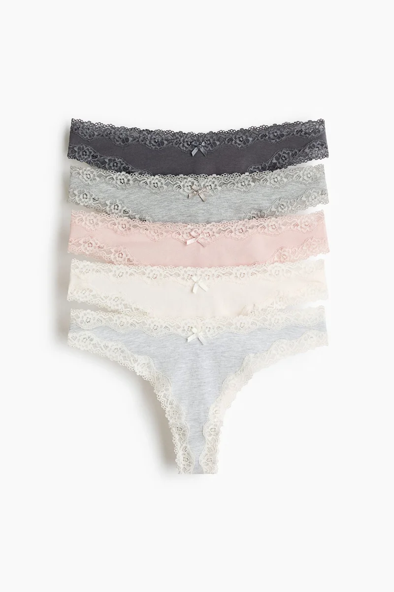 H&M 5-pack cotton and lace Brazilian briefs