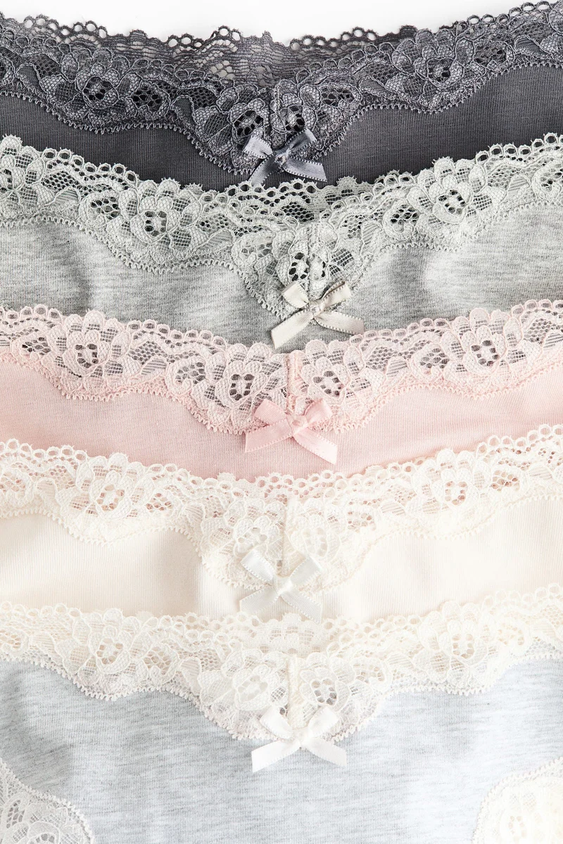 H&M 5-pack cotton and lace Brazilian briefs