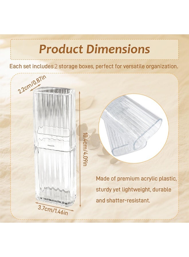 2 Pack Portable Cotton Swab  Holder with Dustproof Lid, Clear & Blue - Image 2