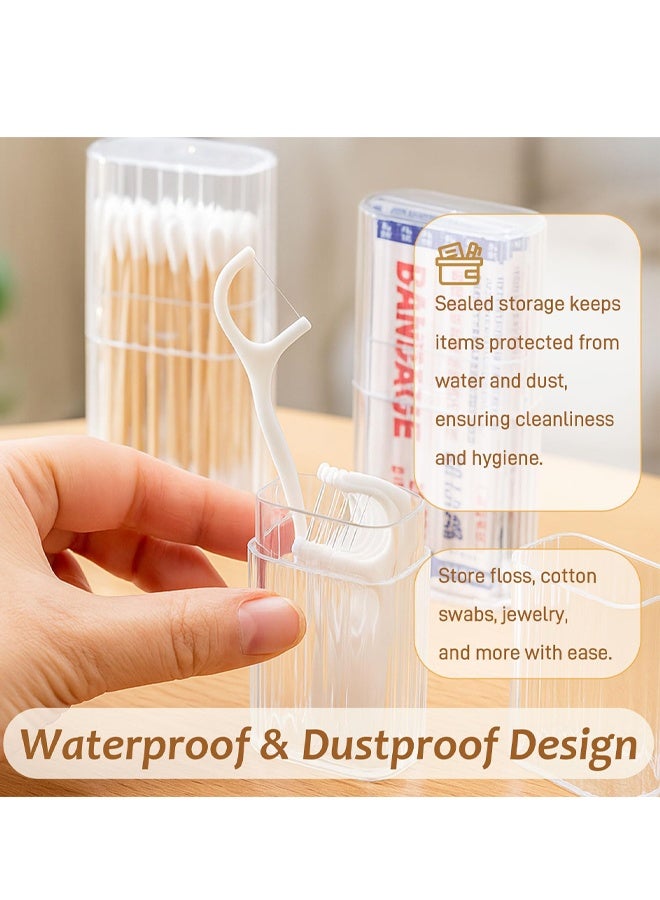 2 Pack Portable Cotton Swab  Holder with Dustproof Lid, Clear & Blue - Image 3