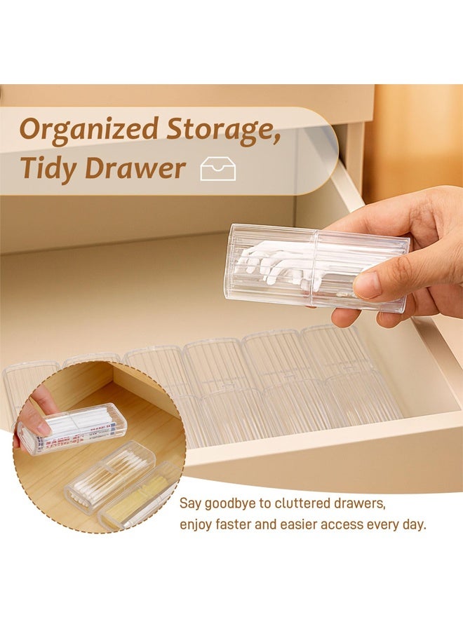 2 Pack Portable Cotton Swab  Holder with Dustproof Lid, Clear & Blue - Image 5