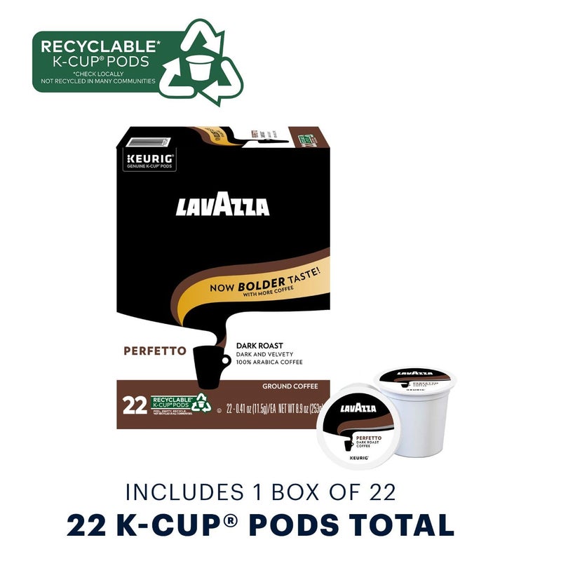 Lavazza Perfetto Single-Serve Coffee K-CupÂ® Pods for KeurigÂ® Brewer, 22 Count, Full-bodied dark roast with bold, dark flavor and notes of caramel, 100% Arabica - Image 2