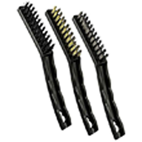 DIY Crafts Design No # 1, Set of 3 Pcs, Big Wire Brush Set for Cleaning Welding Slag and Rust, Stainless Steel + Brass + Nylon, Curved Hand (Design No # 1, Set of 3 Pcs) - Image 1
