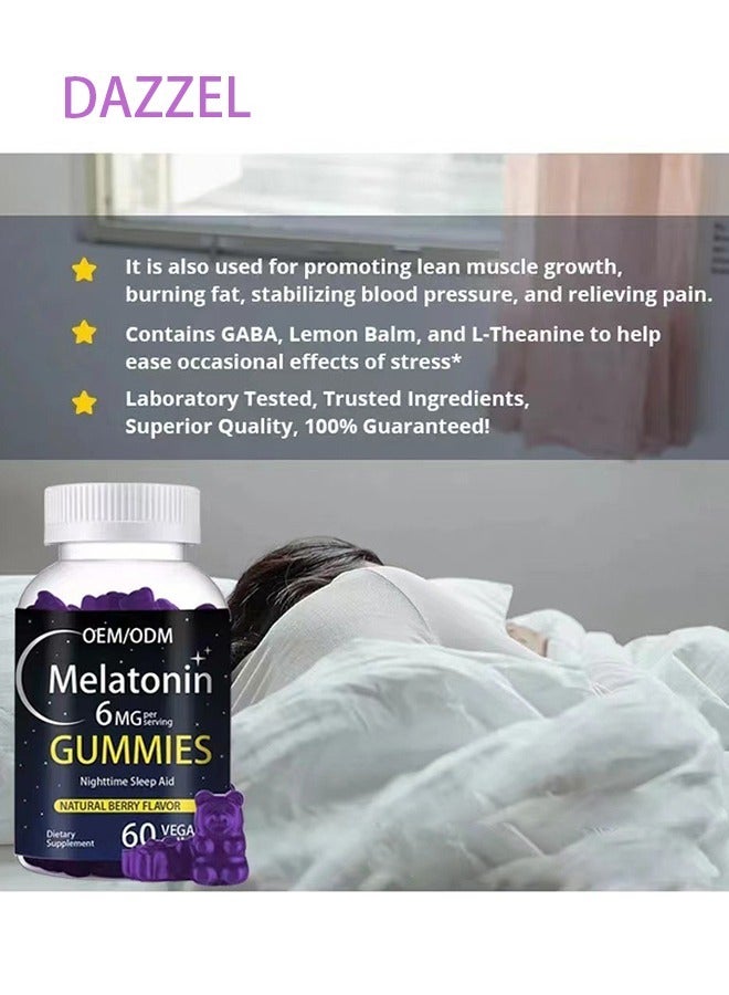 DAZZEL Melatonin 6 mg Fast Dissolve 60 Tablets | Nighttime Sleep Aid | Natural Berry Flavor | Vegetarian, Non-GMO, Gluten Free - Image 2