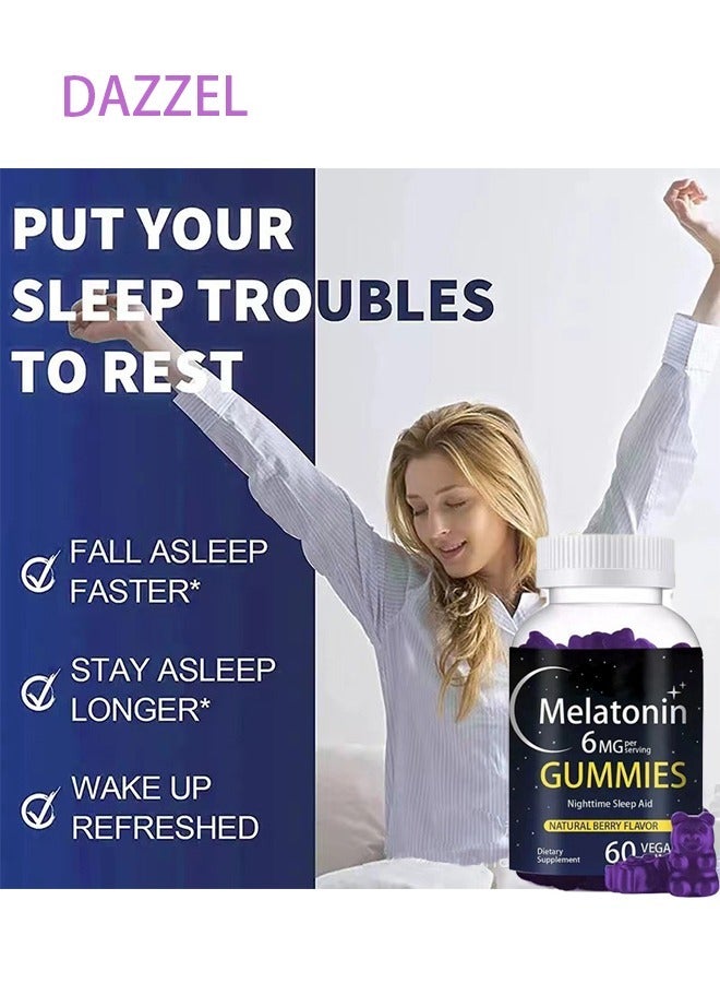DAZZEL Melatonin 6 mg Fast Dissolve 60 Tablets | Nighttime Sleep Aid | Natural Berry Flavor | Vegetarian, Non-GMO, Gluten Free - Image 3