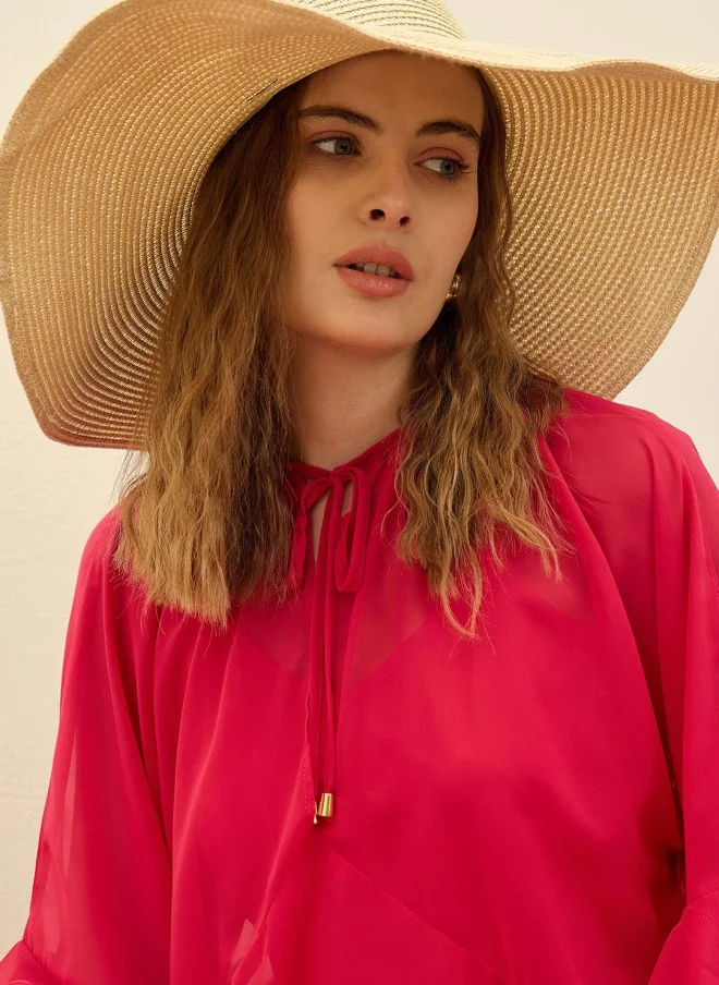 SASSAFRAS Fuchsia Layered Maxi Dress for Women