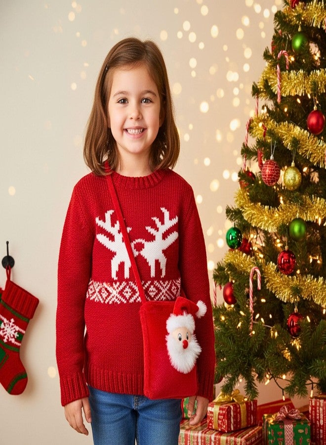 Tickles Santa Claus Sling Purse Bag for Kids Christmas Gift Children's Day 4 litres (Color: Red) - Image 2