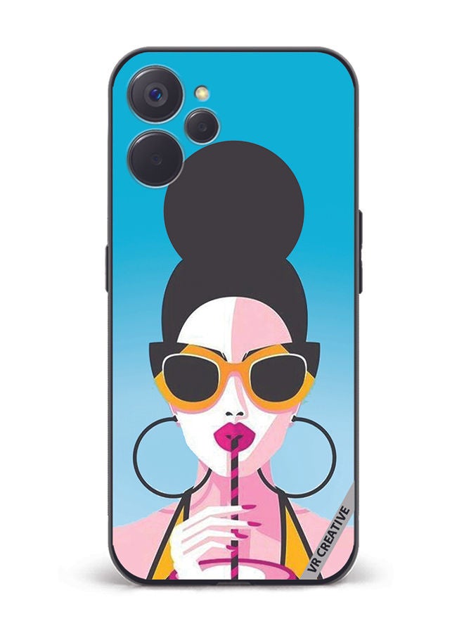 VR CREATIVE Protective Case Cover For Realme 10 5G Girl Having Drink Design Multicolour - Image 1