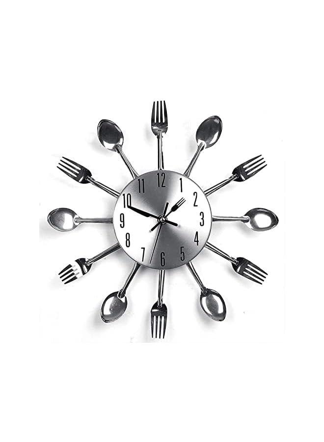 The Bros Kitchen Wall Clock 3D Removable Modern Creative Cutlery Kitchen Spoon Fork Wall Clock Mirror Wall Decal Wall Sticker Room Home Decoration (Spoon Fork) - Image 2