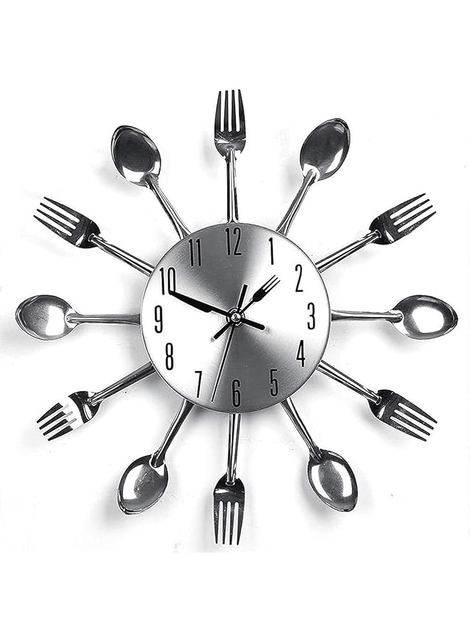 The Bros Kitchen Wall Clock 3D Removable Modern Creative Cutlery Kitchen Spoon Fork Wall Clock Mirror Wall Decal Wall Sticker Room Home Decoration (Spoon Fork) - Image 1