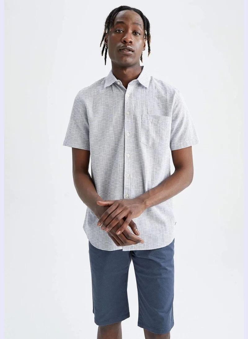 DeFacto Man Polo Neck Woven Short Sleeve Shirt