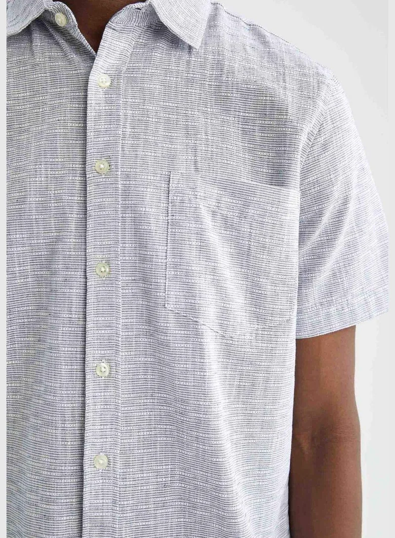 DeFacto Man Polo Neck Woven Short Sleeve Shirt